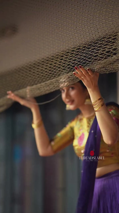 Purple gold embroidery lehenga