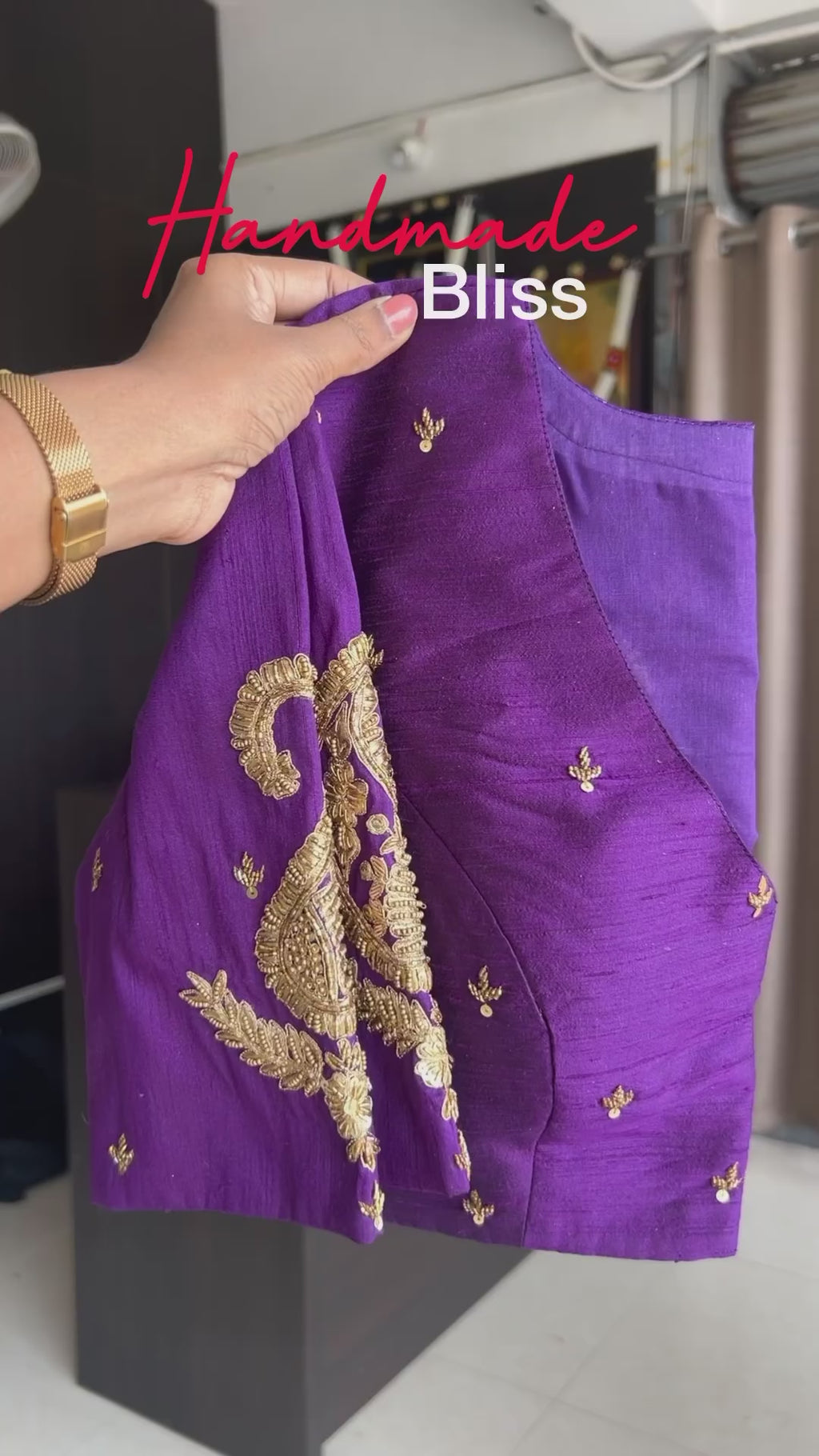 Onion pink silk heavy mango hand work blouse