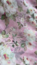 Fenu greek floral organza saree with half white embroidery blouse