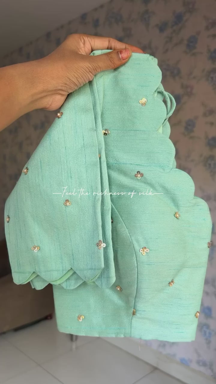 Cyan blue hand worked blouse (only blouse)
