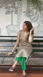 Silver tissue JEWEL NECK salwar