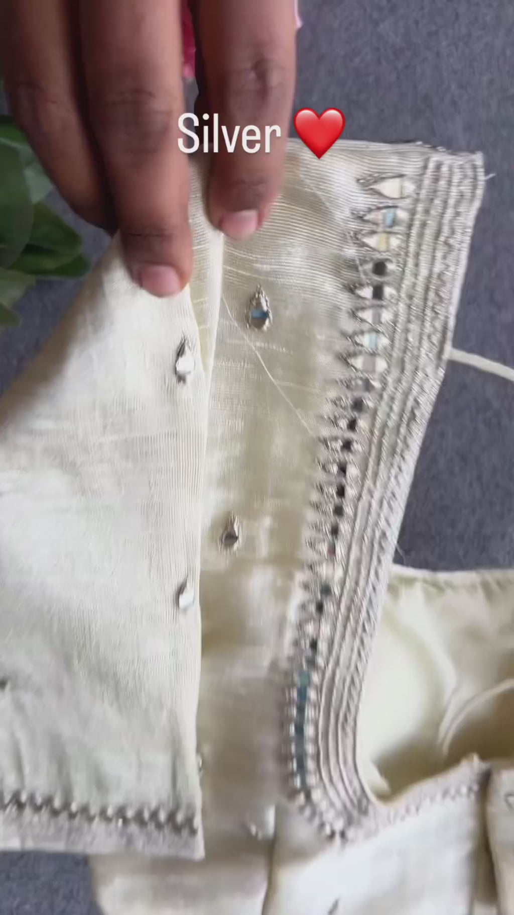 Silver tissue mirror embroidery blouse