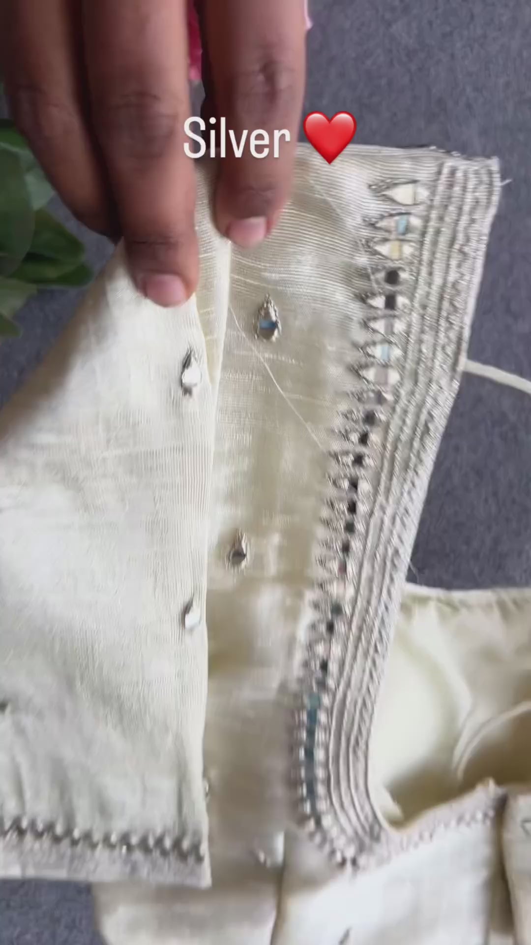 Silver tissue mirror embroidery blouse