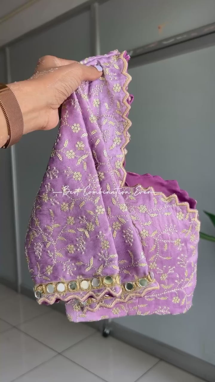 Purple Lavender embroidery handwork blouse
