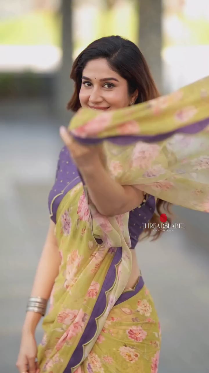 Purple silk intricate hand work blouse (only blouse)