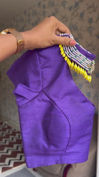 purple jewel neck hand worked blouse