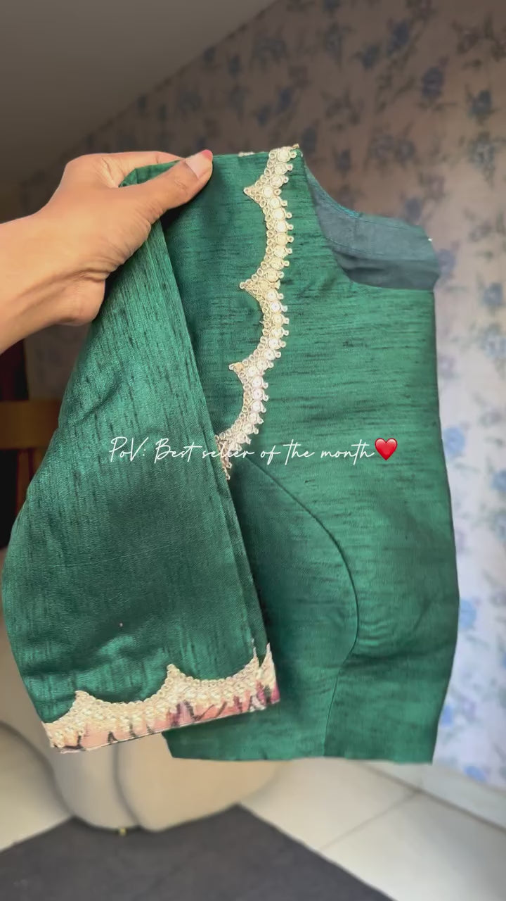 Brown kota kalamkari saree with embroidery blouse