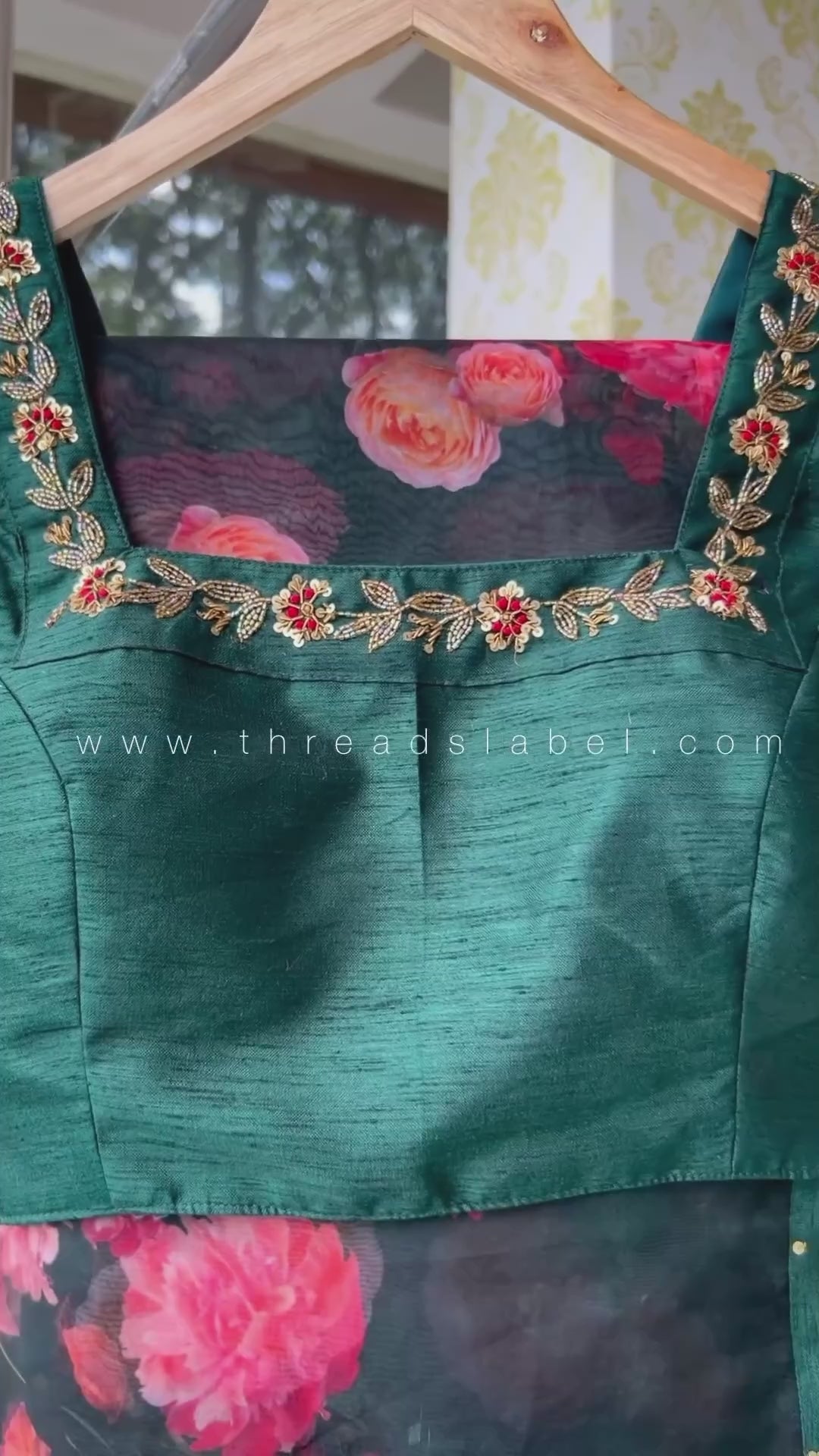 Bottle green heavy handwork blouse (only blouse)