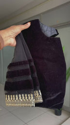 Rainbow organza saree with velvet blouse
