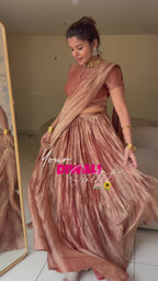 Copper tissue hand work lehenga
