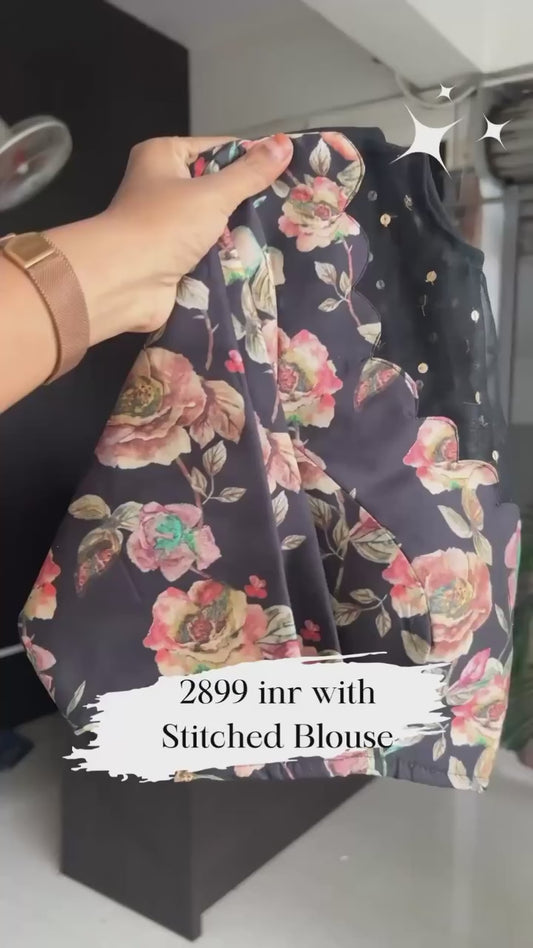 Black floral handwork blouse (only blouse )