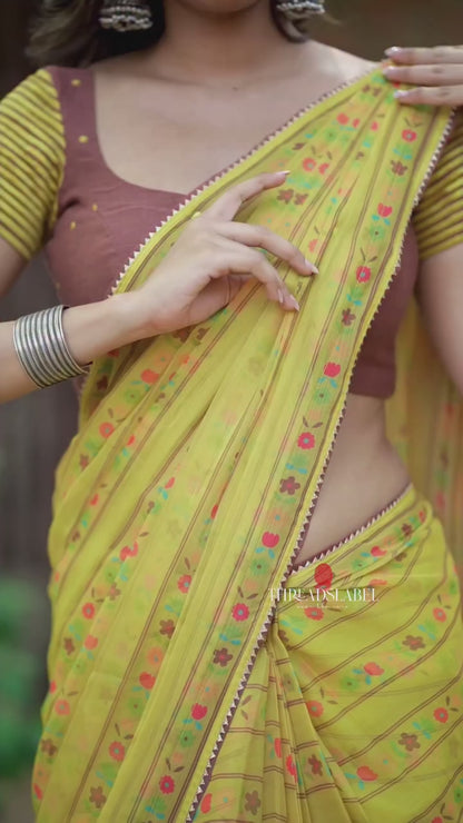 Brown cotton intricate hand work blouse (only blouse)