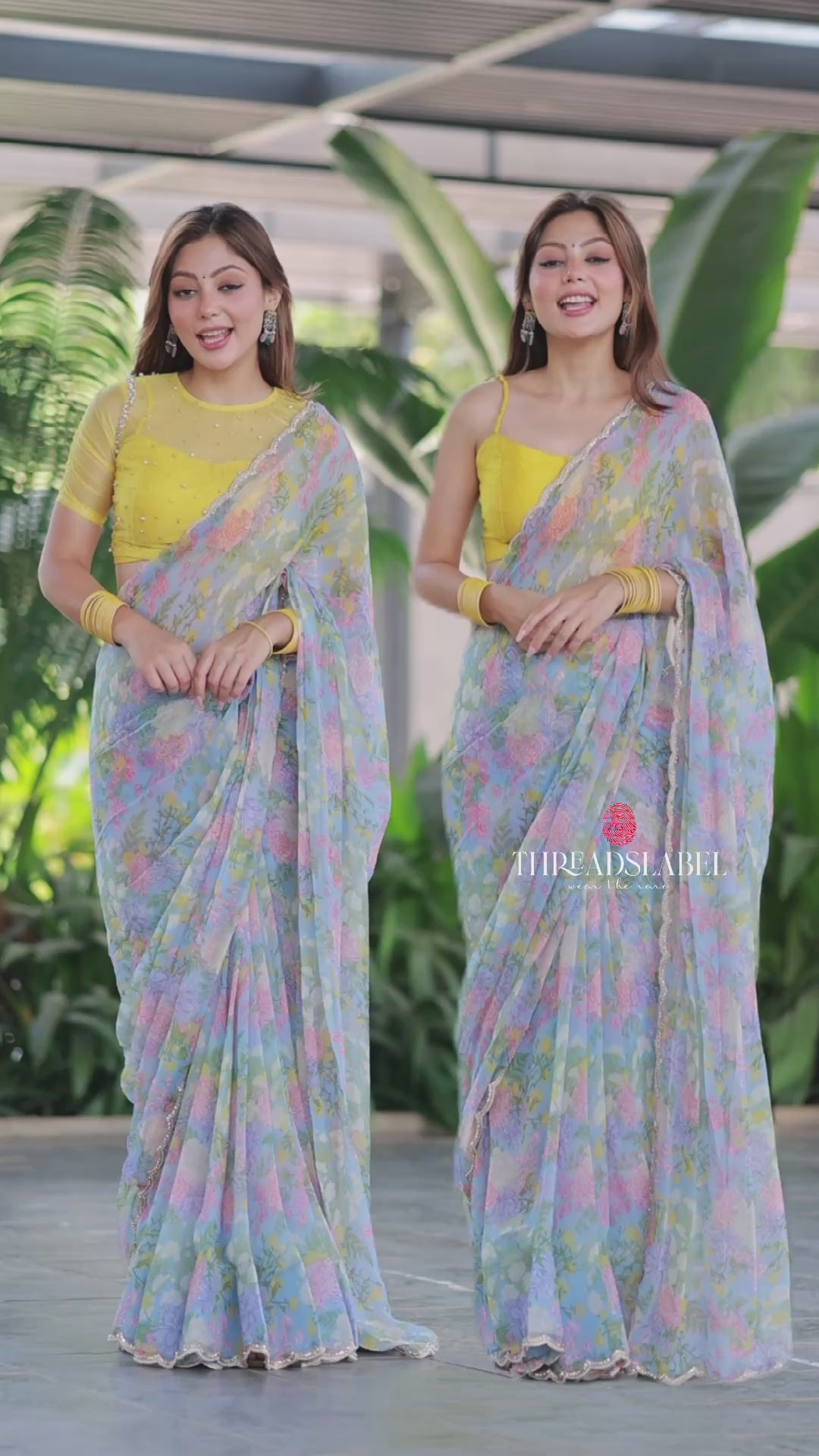 Yellow silk netted hand work blouse (only Blouse)