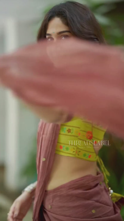 Lime yellow floral print blouse (Only blouse)