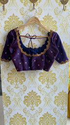 Purple Silk embroidery hand worked blouse - Threads