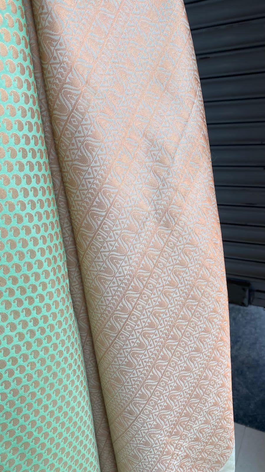 Light green and peach silk saree with blouse - Threads