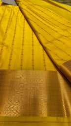 Yellow and green silk saree with blouse - Threads