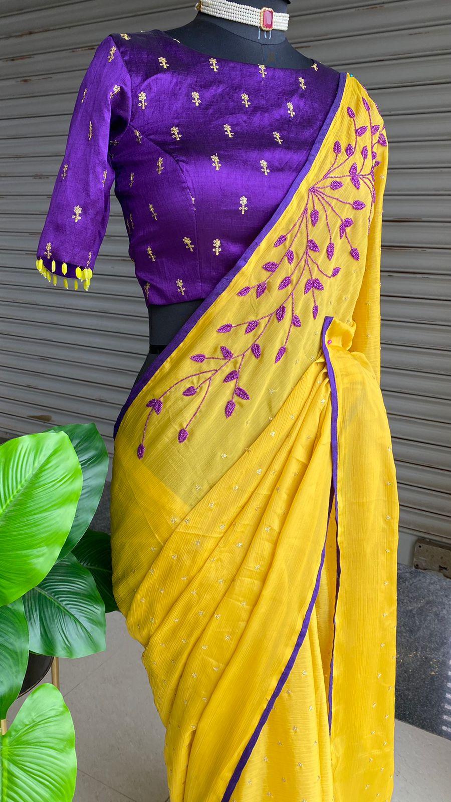 Yellow Colored Silk Saree – Ethnicdukan
