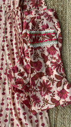Pure cotton floral embroidery 3 piece Kurti set - Threads