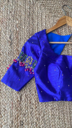 Royal Blue hand embroidery worked blouse - Threads