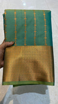 Green and orange silk saree with blouse - Threads