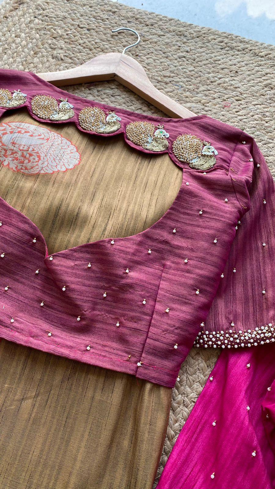 Sutisancha Indigo Khadi Saree & Designer Blouse