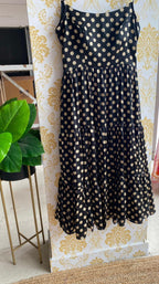 Black Silk satin 3 layered dress - Threads