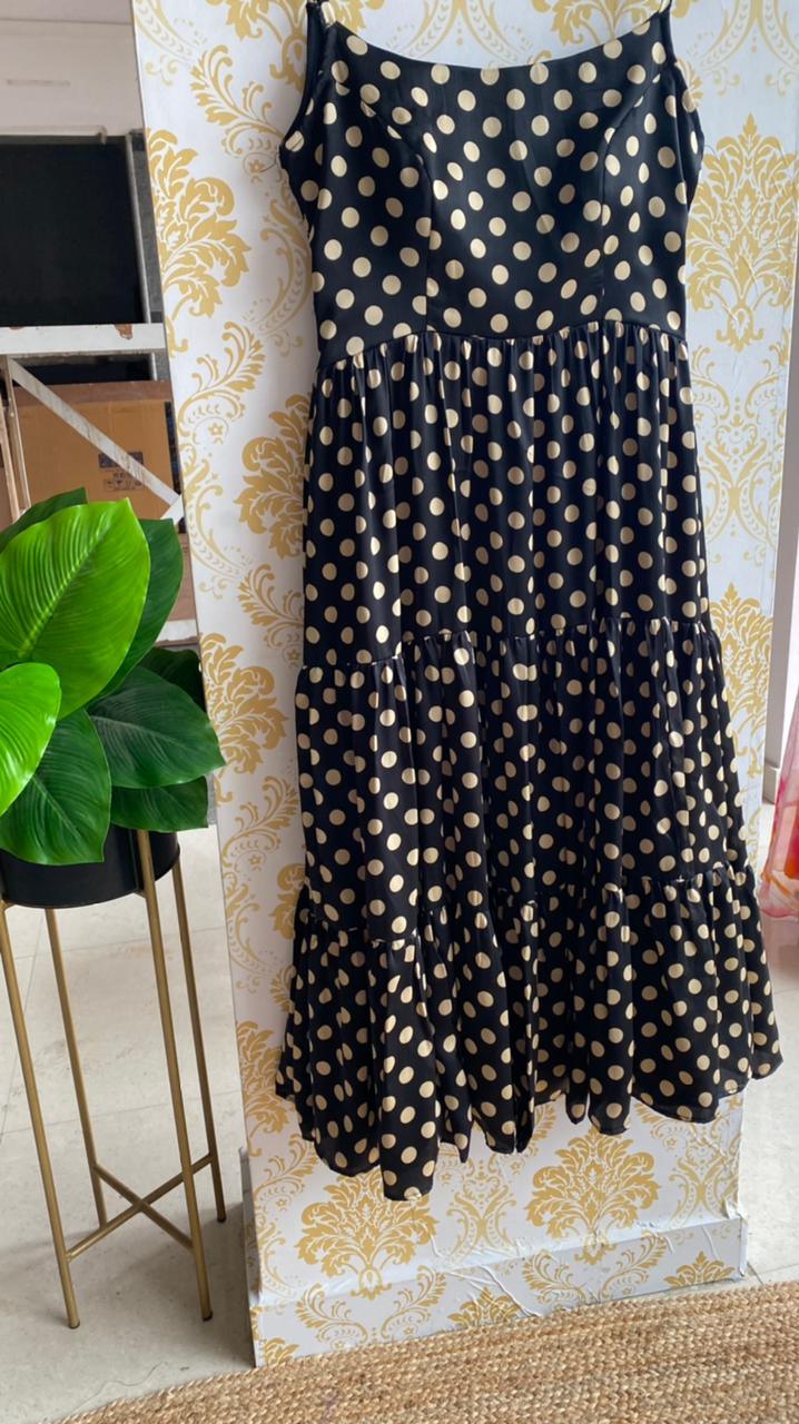 Black Silk satin 3 layered dress - Threads