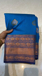 Sea blue silk saree with blouse - Threads
