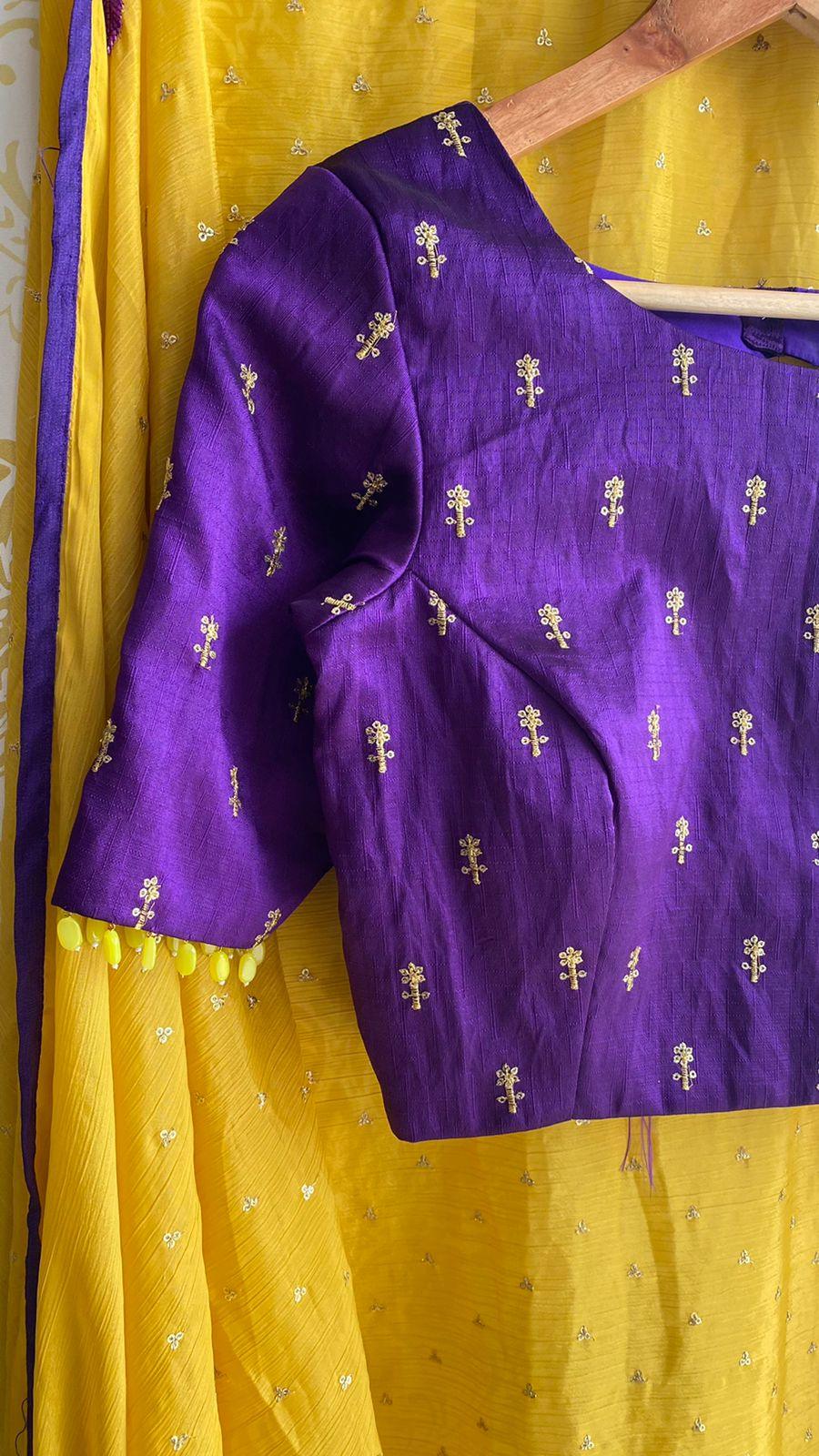 Purple and store yellow blouse