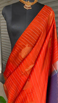 Orange and Purple Silk saree with blouse - Threads