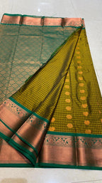 Mehandi green semi silk saree with blouse - Threads