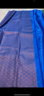 Western green soft silk saree with blouse - Threads