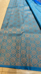 Western blue soft silk saree with blouse - Threads
