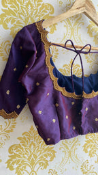 Purple Silk embroidery hand worked blouse - Threads