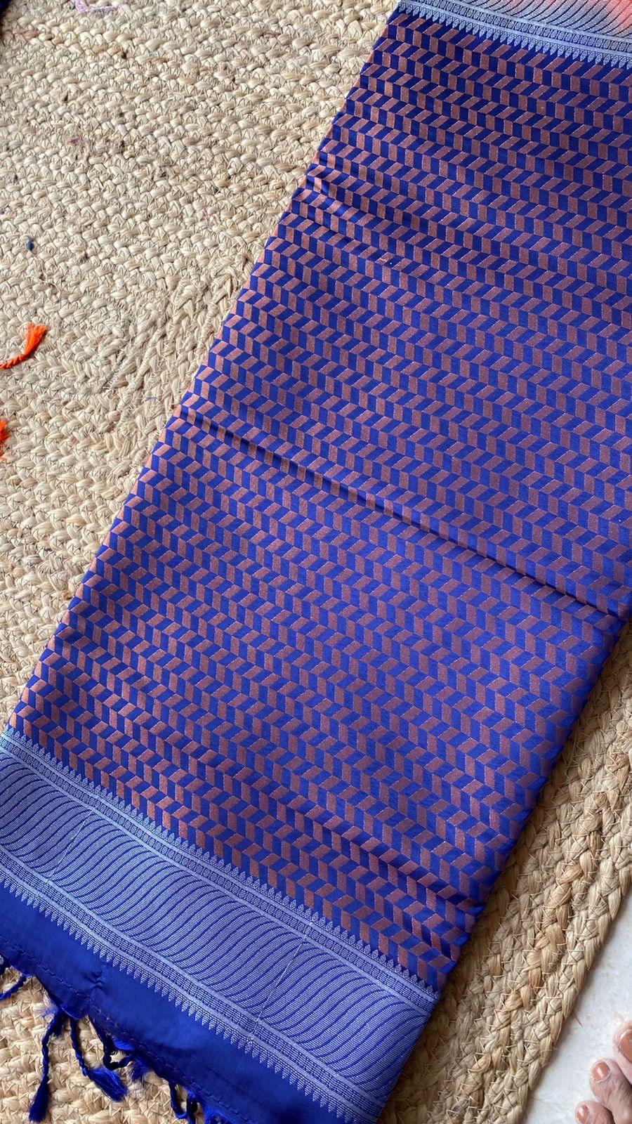 Orange and Purple Silk saree with blouse - Threads