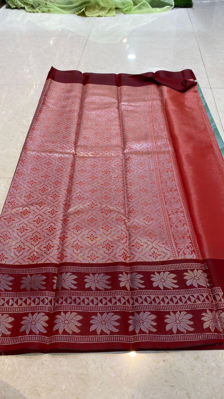 Tissue organza floral silk saree with blouse - Threads