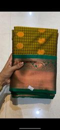 Mehandi green semi silk saree with blouse - Threads
