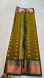 Mehandi green semi silk saree with blouse - Threads