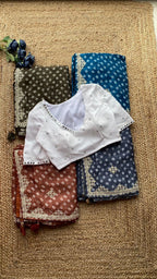 White Mirror hand embroidery worked blouse - Threads