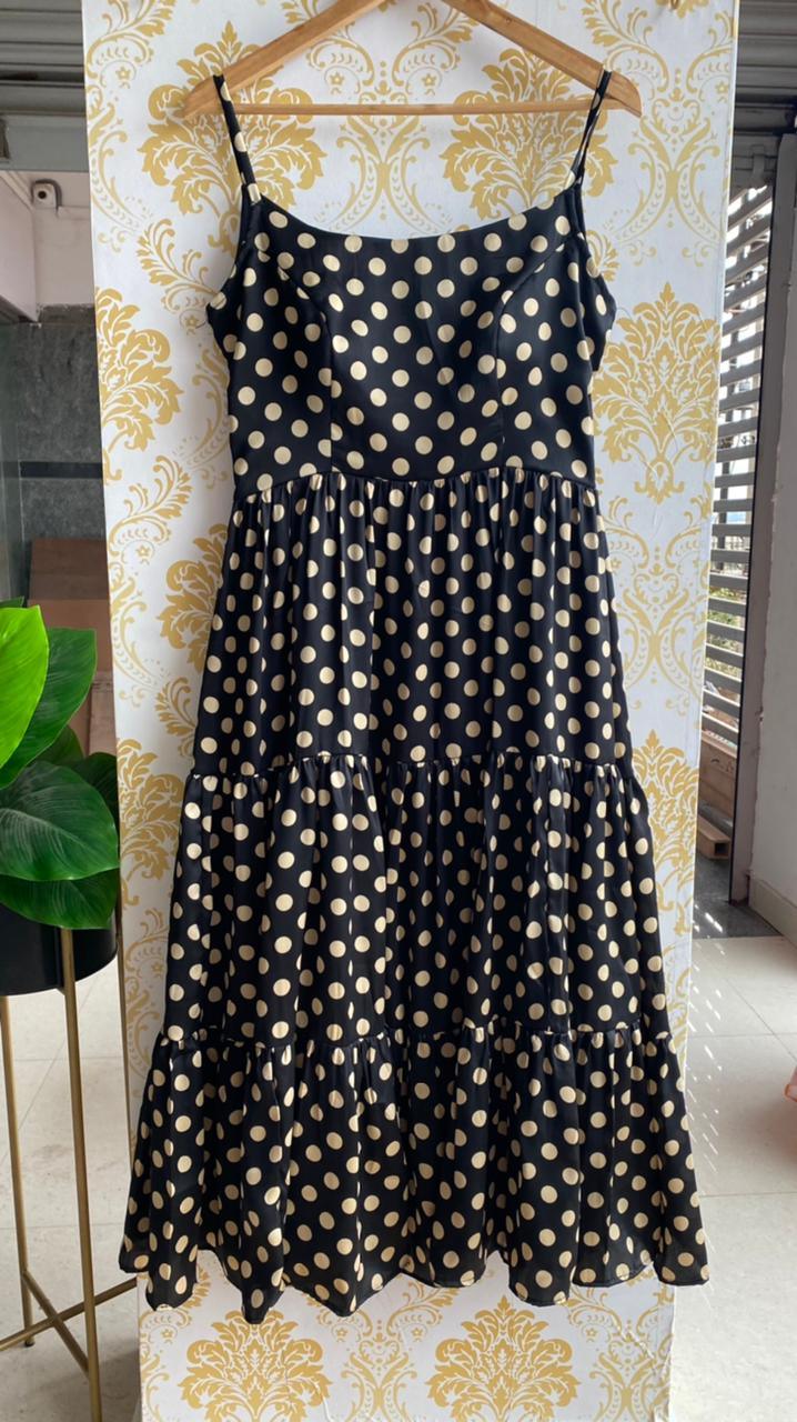 Black Silk satin 3 layered dress - Threads