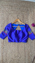 Royal Blue hand embroidery worked blouse - Threads