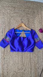 Royal Blue hand embroidery worked blouse - Threads