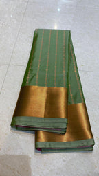 Western green and pink silk saree with blouse - Threads