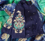Hand worked Paisley silver zari weave blouse - Threads