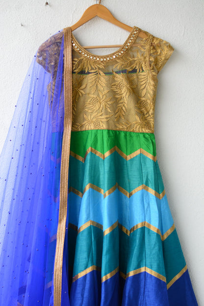 Blue Layred Salwar - Threads