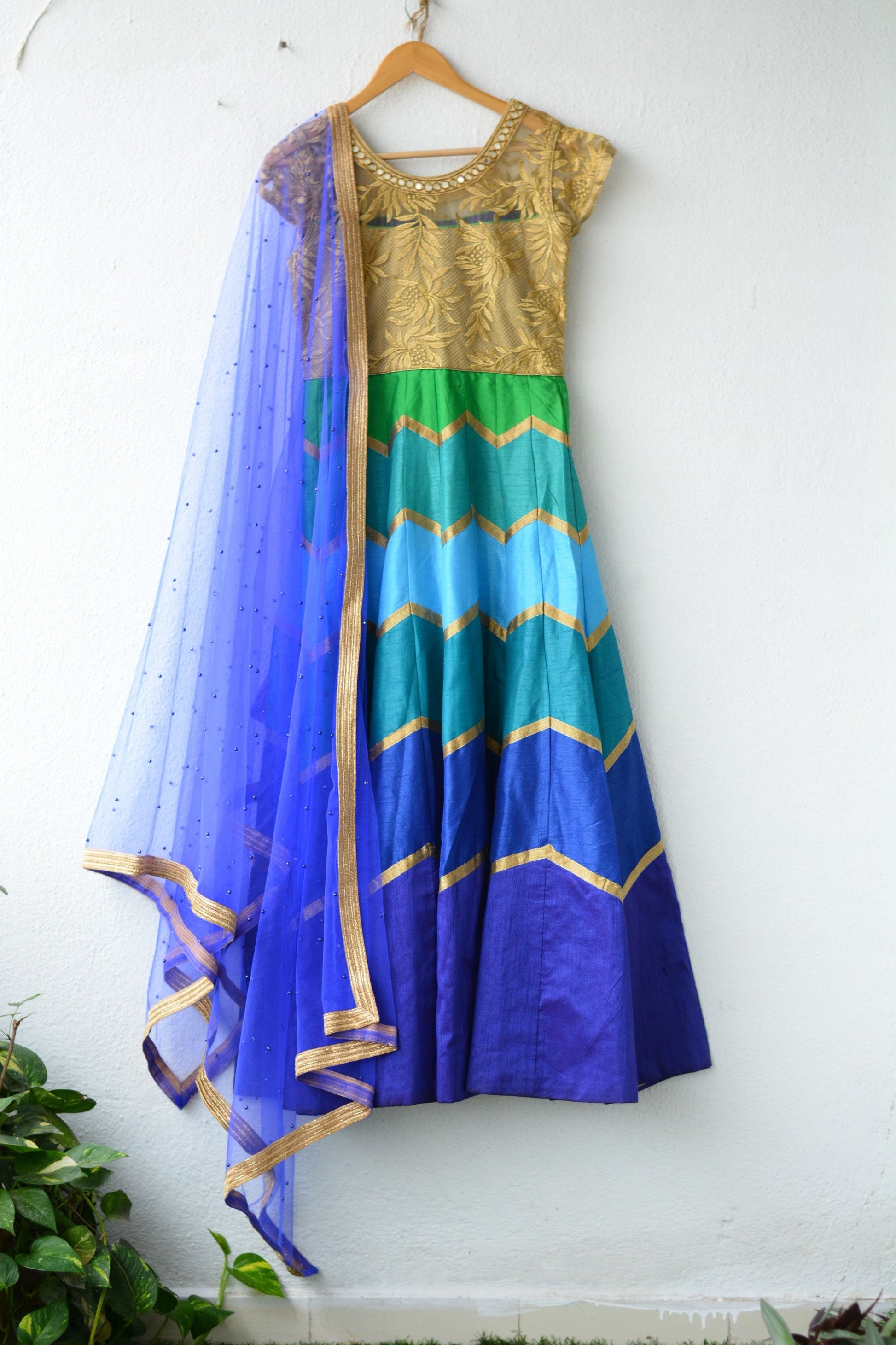 Blue Layred Salwar - Threads