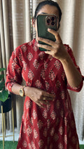 Maroon floral Cotton printed kurti top