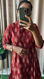 Maroon floral Cotton printed kurti top