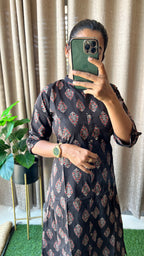 Black floral Cotton printed kurti top